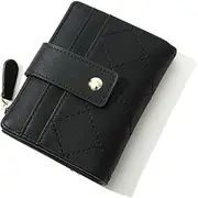 AIMALL Multi-Card Student Wallet - Zipper Embroidery Two-Fold Fashionable Short Women's Wallet, Luxury Waxed Leather, Compact & Stylish