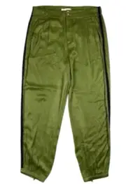 Anthropologie Pants Womens 6Tall Green Jogger Deandra Tuxedo Satin Ankle Zip