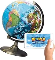 Big Minds Children's Globe in English, Children's Globe Illuminated with LED Light, Children's Globe with Night Mode and Day Mode, Interactive Globe with App