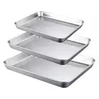 Baking Sheets Set of 3, Baking Sheet Pan for Toaster Oven, Stainless Steel Co...
