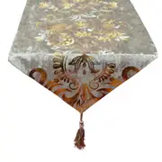 Catzon Hot Stamping Classic Floral Table Runner With Tassel-Yellow