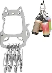 [Generic] Key Carabiner,Stainless Steel Carabiner Keychain Clip | Lucky Cat Quick Release Chain Clip Heavy Duty Keyring Holder for Men, Outdoor & Camping