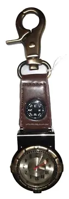 Conqueror Men's Watch/Compass Clip On Genuine Leather Watch - FAST SHIP