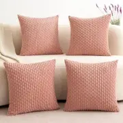 UGASA Soft Corduroy Pillow Covers Pack of 4 20" x 20" (Pack of 4) Baby Pink