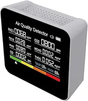 Josenidny 1 Pieces 9 in 1 Air Quality Monitor Meter Carbon Dioxide Detector TVOC HCHO PM2.5 PM1.0 PM10 Temperature Humidity Detection