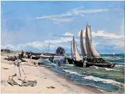 Sea Fishing Boat Beach Accent Tile Mural Kitchen Wall Backsplash Marble Ceramic