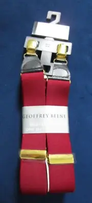 Geoffrey Beene Maroon Suspenders 1 1/4" GOLDTONE Clips Adjustable New in package