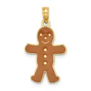 14K Yellow Gold 3-D Enameled Gingerbread Man Charm