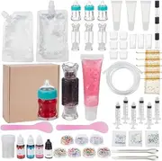 WEBEEDY DIY Lip Gloss Making Kit for Adults,55 Pcs Moisturizing Lip Glaze Handmade Set to Make Your Own Lip Gloss,DIY Fun Makeup Kits for Beginners Women DIY Makeup Supplies Set Gift