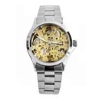 在飛比找momo購物網優惠-【范倫鐵諾˙古柏】自動上鍊機械腕錶 雙面鏤雕手錶 金色錶盤