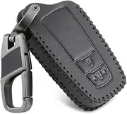 ontto Leather Car Key fob Cover Fit for Toyota CHR RAV4 Camry C-HR Corolla Prado Prius 2016 2017 2018 2019 2020 Key case Key Bag Keyring Smart Key Holder Keychain Accessories 2 Buttons Black