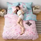 3 Piece Pure Cotton Bedding Set Flat Sheet Quilt Cover Pillow King Single Size
