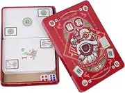 WHAMVOX 1 Set Mahjong Poker Mahjong Cards Party Mahjong Card PVC Mahjong Card Order Mahjong Card Mahjong Card PVC Travel Mahjong Card Interesting Mahjong Card Kit Paper Red