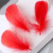 100 Pieces Red Natural Goose Craft Feathers Bulk, Colorful Small Goose Feathers