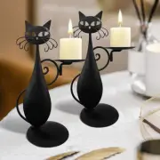 Black Cat Candle Holder For Pillar Candle Led Flameless Candles Retro Farmhouse