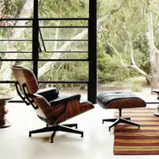 Eames Lounge Chair & Ottoman Set 100% Real Leather Sofa Replica Furniture for Home Office -Black Leather Rosewood Color
