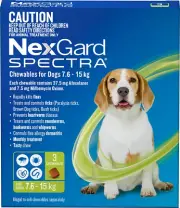 Spectra Chewables for Dogs 7.6-15kg Flea Tick Worm Protection 3 Pack