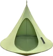 Single Cacoon Hanging Chair – Cozy Indoor/Outdoor Hammock with Polyester Canvas, 440 lb Capacity, Includes 18ft Rope & Carabiner (Leaf Green)