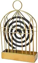 Bird cage Mosquito Coil Holder, Mosquito Coil Box, Heat-Resistant and fire-Resistant Aromatherapy Stove, Creative Home use with Cover and Gray Mosquito Coil Holder (Gold)
