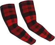 [FHEDVBN] Plaid Red and Black Arm Sleeves Compression Arm Covers for Men Women Outdoor Sun Sleeves Cooling Sports Sleeve, Black