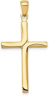 [JewelryWeb] 14k Yellow Gold Satin Finish Accent Stick Religious Faith Cross Pendant Necklace 35x13mm Wide-Pendant for Women