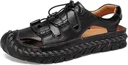 [BMMMOPGOKPOSA] Men's Casual Sandals, Baotou Soft Beach Sandals, Adjustable Outdoor Sports Non-Slip Casual Shoes for Mountaineering (Black 40)
