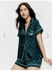 (M) Peter Alexander Ladies PJ Pyjamas Satin Shortie Set Jolly Green RP$129 Boxed
