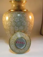 COORS LIGHT BEER epoxy domed logo CLOISONNE OPAL BRONZE URN 190 CU.IN.
