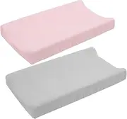Hoement 2 Pack Diaper Pad Covers Washable Changing Pad Sheets Elastic Removable Soft Breathable for Baby Boys Girls