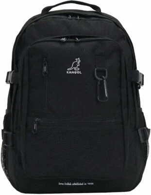KANGOL Side Belt Big Pocket Backpack Off Black KGSA BG0197 New