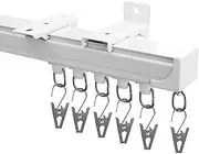 Hoeflife Curtain Track Ceiling Mount heavy duty sliding Curtains Tracks rails Rod System Room Divider with clips 6-9ft White