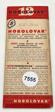 NOS Horolovar Anniversary 400 Day Clock .0055" Suspension Spring .140 mm 8 Pack