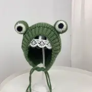 Solid Color Cartoon Frog Knitted Hat Winter Warm Hat Skullies Cap Beanie Hat for