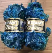 Bernat Boa Eyelash Yarn 2 skeins Peacock Dye Lot 107008 Polyester Variegated
