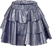 [FEOYA] Girls Skirts Pleated Skirt Elastic Waist Kids Shiny Metallic Ballet Dance Skirt A Line Athletic Tennis School Short Skirt Toddler Tutu 3-Layer Ruffle