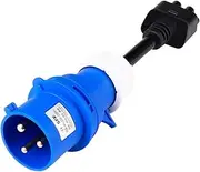 EV Charger Extension Cord Connector 240V Outlet at 32A 10 Inch, Compatible for Tesla 3 Pin Blue CEE Adapter for Model S,3,X,Y Gen 2