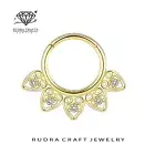 Ruby 14K Solid Gold Heart Shape Moissanite Diamond Daith Hinged Hoop Septum