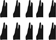10 Pack Artist Gloves for Tablet Digital Drawing Glove Two Fingers Thicken Palm Rejection Glove for Graphics Pad (S)