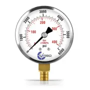 2-1/2" Pressure Gauge - Chrome Plated Steel Case, 1/4"NPT, Lower Mnt. 6000 PSI