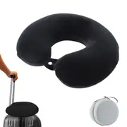 Travel Pillow Memory Foam U Shaped Neck Pillow with Storage Case for Airplane Chair-Black
