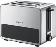[Bosch] TAT7S25 Compact Toaster, Integrated Stainless Steel Bun Attachment, with Automatic Shut-Off, with Defrosting Function, Ideal for 2 Slices of Toast, Wide, Lift Function, 1050 W, Black/Grey