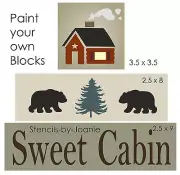 Joanie Stencil Sweet Cabin Bear Pine Tree Country Lodge Mountain Rustic DIY Sign