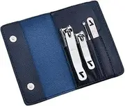 Nail Clippers Set 5Pcs Nail Clippers Set for Men, Professional Fingernail Clippers Kit Manicure Set, Portable Carbon Steel Nail Care Tools with Blue Leather Travel Case Nail Clippers Portable Set