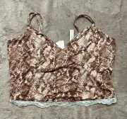Victorias Secret Lingerie Top Sleepwear Intimate Cropped Lace Snake Print M NWT
