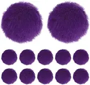 uxcell 12-Pack Faux Fur Pom Poms, 1.2 Inch/ 2.4 cm Soft Fluffy Pompoms Balls Faux Rabbit Fur with Elastic Loop for Hats/Bags/Keychains/Knitting Accessories/DIY Crafts [Deep Purple]
