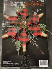 Christmas Tree Topper Rustic Red & Black Buffalo Plaid Star Tree Topper 15.5"