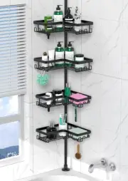 Corner Shower Caddy Tension Pole - 4 Tier Stainless Steel Rustproof Shower Co...