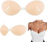 [DAFYNCH] Adhesive Bra Strapless Push Up Invisible Low Back Clear Boobs Reusable Silicone Backless Bra with Nipple Covers