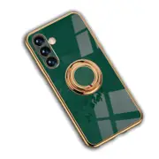 For Samsung Galaxy S24+ Plus Case Electroplating Ring Holder Cover Dark Green