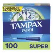 Tampax Pearl Tampons Super Absorbency with LeakGuard Braid 100 Count